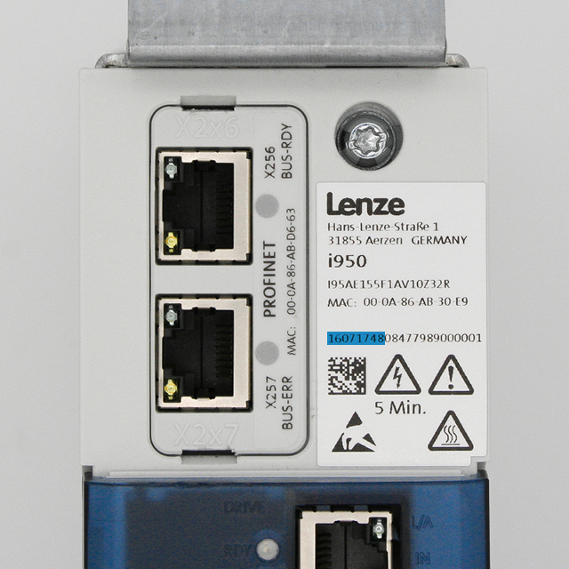 Etiqueta de identificaçãqueta de identificação de produto eletrônico Lenze - exemplo 2