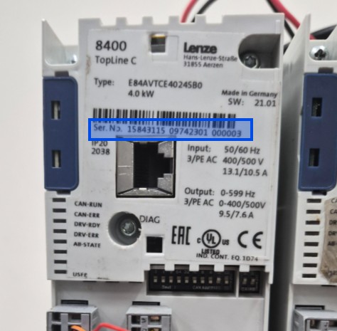 Etiqueta de identificaçãqueta de identificação de produto eletrônico Lenze - exemplo 6