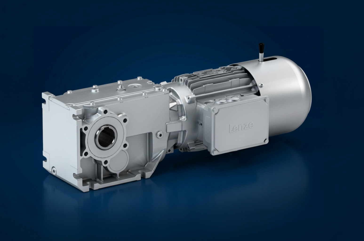 Motoredutor industrial Lenze em vista de três quartos